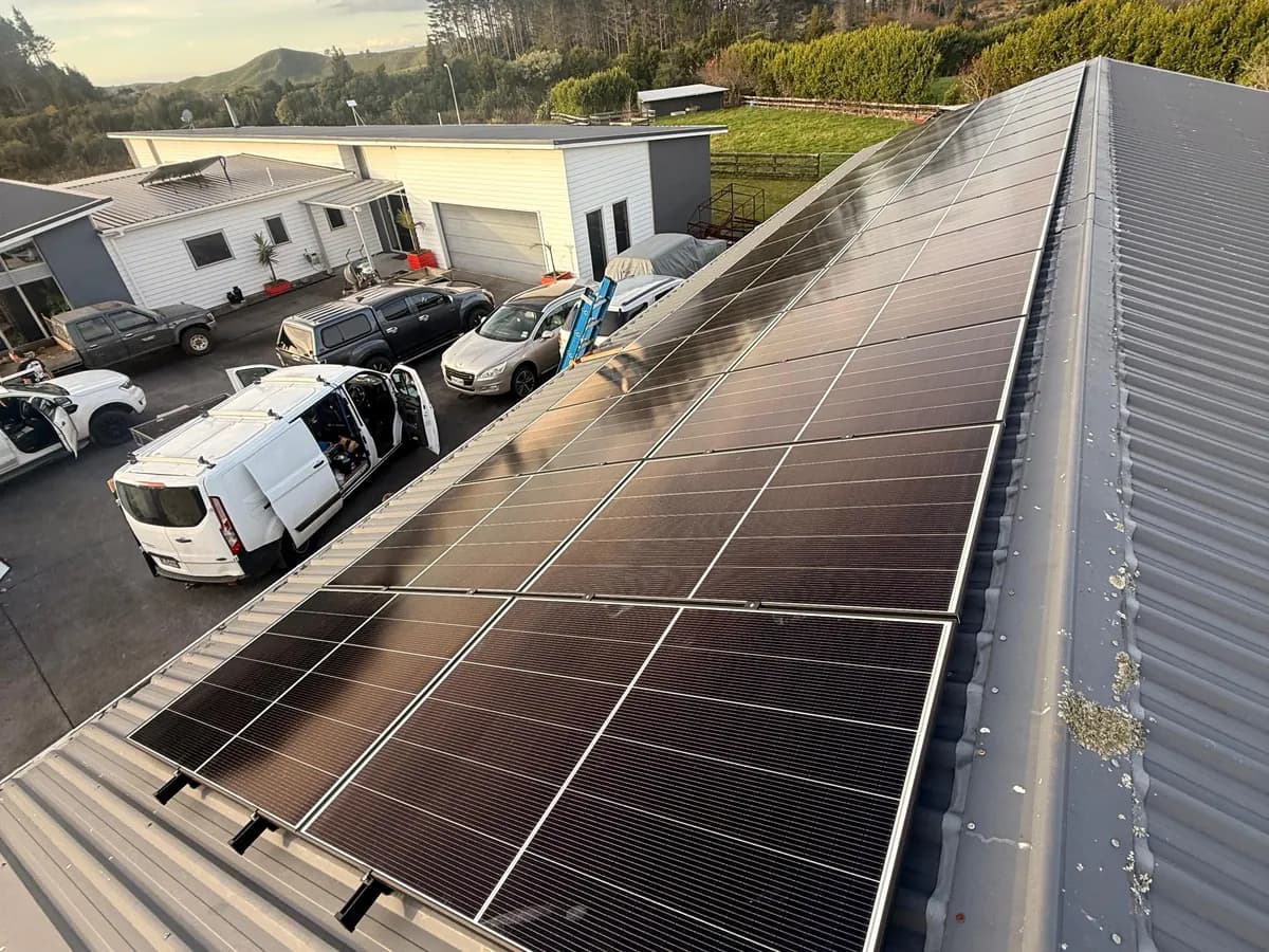 A 13.2kW EFS Solar array on a home in Egmont Village, Taranaki