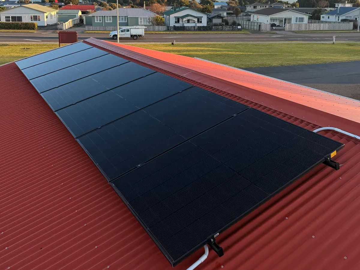 A 13.6kW EFS Solar array on a coastal home in Ōpunake, South Taranaki